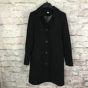 J. CREW Women's Size Large (12) Vintage Black Wool Coat 3/4 Length